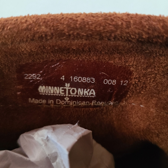 Minnetonka double fringe side zip boots Sz 4 - Picture 5 of 8